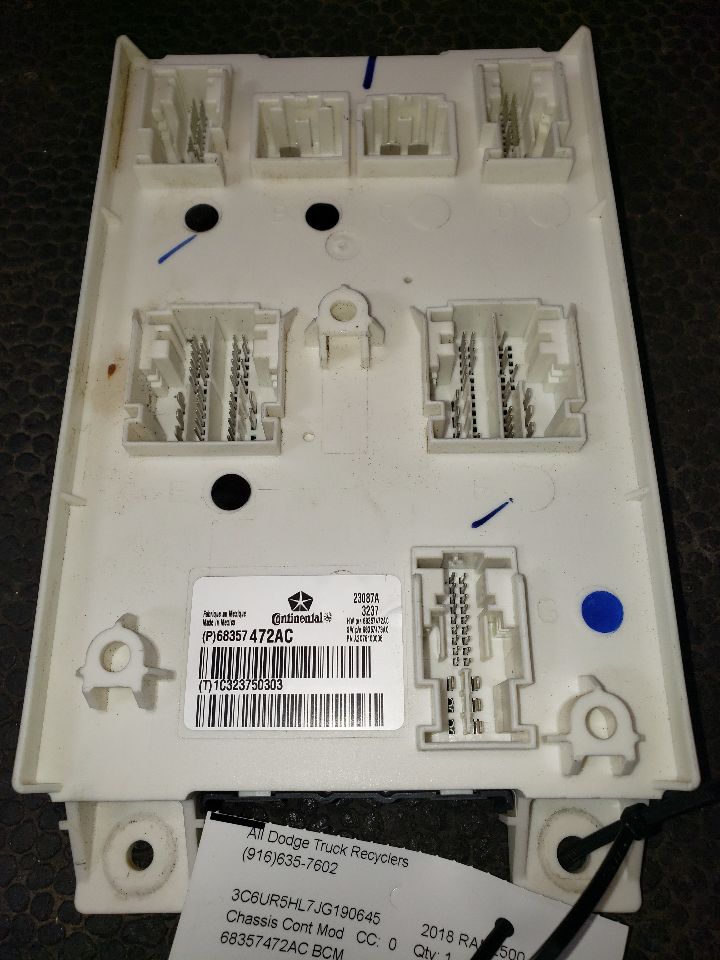 2018 RAM2500 BODY CONTROL MODULE. PART NUMBER 68357472AC